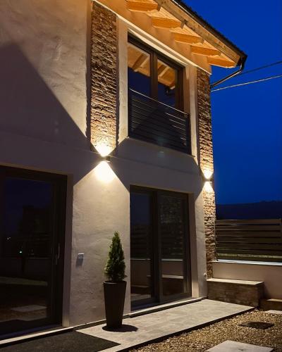 a house with a potted plant in front of it at Cascina Ricardin in Coazzolo