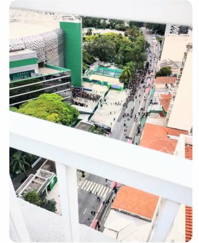 a view from a balcony of a city street at Flats em frente ao Allianz Parque - HOTEL EM PERDIZES in Sao Paulo