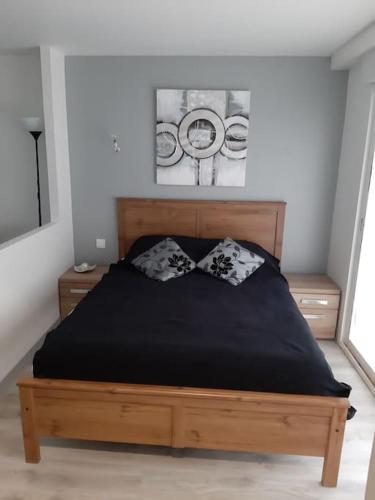 un lit avec deux oreillers dessus dans une chambre dans l'établissement Othello Studio, à Souillac