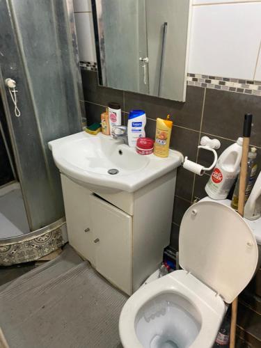 une salle de bain avec toilettes et lavabo dans l'établissement Studio, à Paris