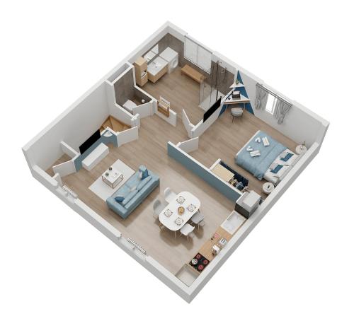 un plan de plancher dans l'établissement Cocon d'Hiver - Netflix & Wifi - Parking Gratuit - check-in 24H24 - Kit Bébé disponible sur demande - Emplacement Vélos - GoodMarning, à Châlons-en-Champagne