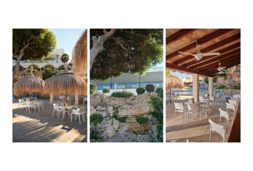 a collage of pictures of a restaurant with tables and chairs at Hotel Casablanca in Santa Ponsa
