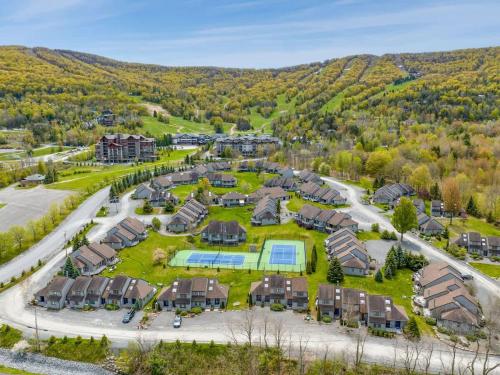 an aerial view of a residential complex with a large park at Windham Mountain Village Condo in Windham