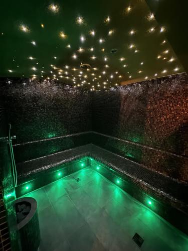 a swimming pool with green lights in a room at LH Parkhotel Hluboka Nad Vltavou Congress & Wellness in Hluboká nad Vltavou