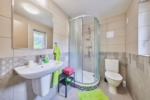 Koupelna v ubytování Apartmány Rudník Bolkov