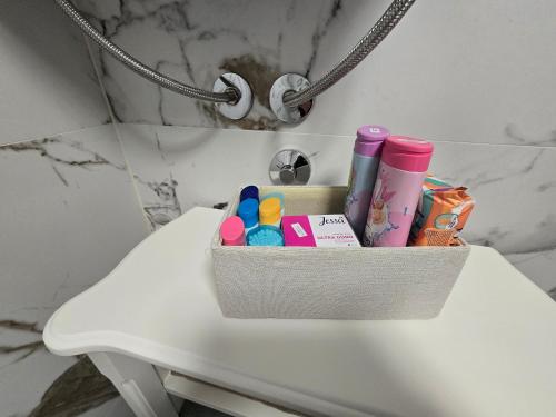 a box on top of a white table at Apartman DADO in Modriča