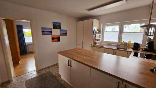 Η κουζίνα ή μικρή κουζίνα στο Ferienwohnung Rheinblick in Büsingen -keine Monteure-