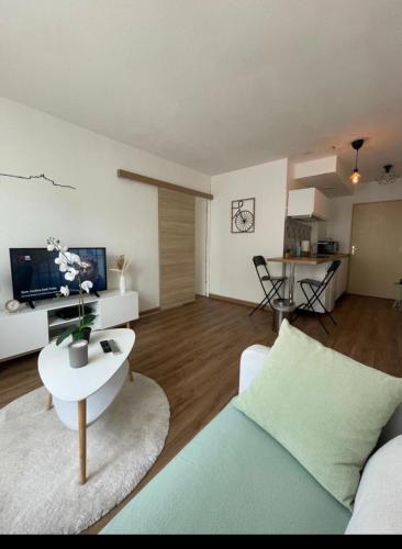 un salon avec un canapé et une table dans l'établissement Élégance au cœur de Marseille, à Marseille