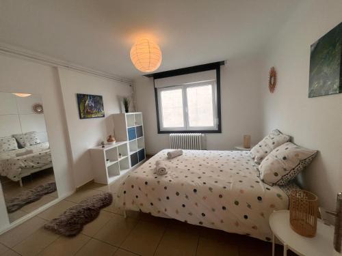 a bedroom with a bed and a window at Appartement 70m2 Illkirch centre in Illkirch-Graffenstaden