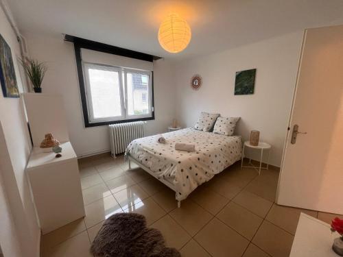 a bedroom with a bed and a window at Appartement 70m2 Illkirch centre in Illkirch-Graffenstaden