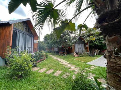 a garden with a pathway leading to a house at ST Homestay Tản Lĩnh - Venuestay in Mỹ Khê