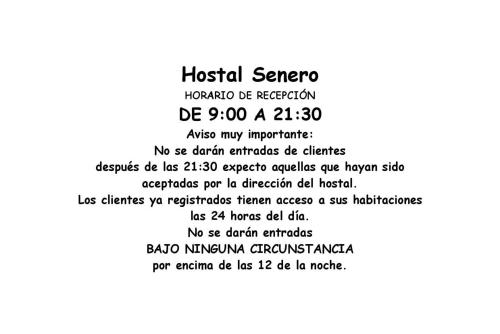 a block of text on a white background at Hostal Senero in Merida
