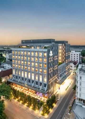 an overhead view of a building with lights at DoubleTree by Hilton Vientiane in Vientiane