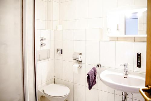 un bagno bianco con un water e un lavandino di Smart Resorts B&B2 BB2 303 a Winterberg