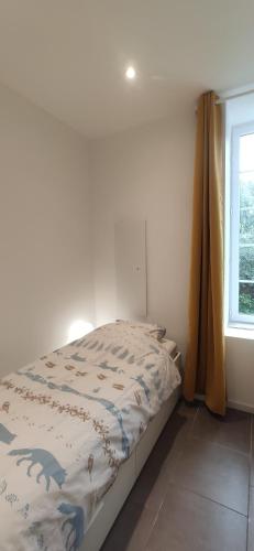 a bed in a room with a window at Loire and Baluchon in Ancenis