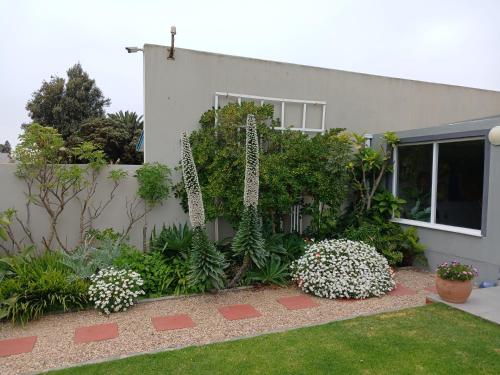 a garden with flowers and plants in front of a building at 19 Richthofen in Swakopmund