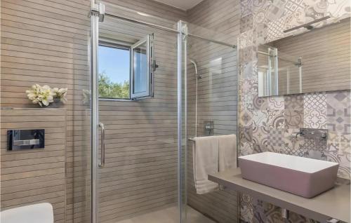 a bathroom with a sink and a shower at Lalic Gallery Villa in Bibinje