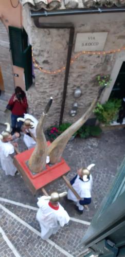 a model of a statue of a bird on the street at Holiday Rome Hub Brigands' Fortress in Rocca Canterano in Canterano