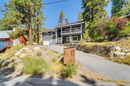 a house on the side of a road at Walk to Donner Lake Truckee Cabin with Private Deck in Truckee
