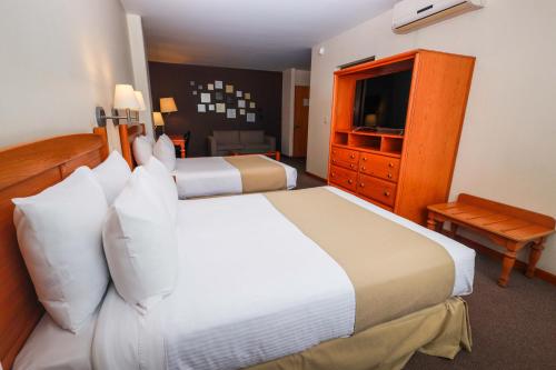 a hotel room with a large bed and a television at Gamma Durango Plaza Vizcaya in Durango