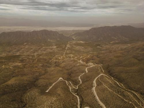 an aerial view of a dirt road in the mountains at Casa Raco - Parras de la Fuente in Parras de la Fuente