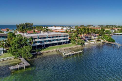an aerial view of a resort on the water at Anna Maria Island Retreat in Anna Maria