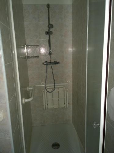 a shower in a bathroom with a shower at Agriturismo Le Cavade in Cembra