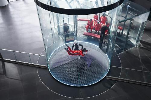 an overhead view of a person in a spider man costume on a net at Lisboeta Macau in Macau