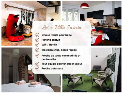 un collage de fotos de una cocina y una habitación en Villa Jasmin Thionville, en Thionville