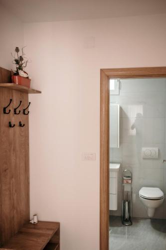 a bathroom with a toilet and a sink at Apartman Krznarić in Županja
