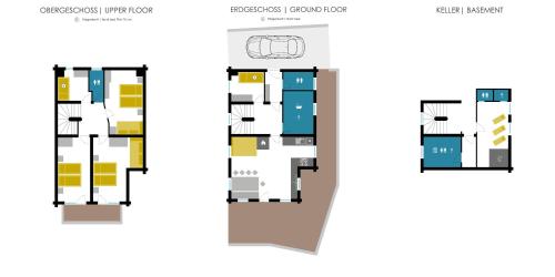 a floor plan of a building with different colors at Family Lodge Maximilian in Tux