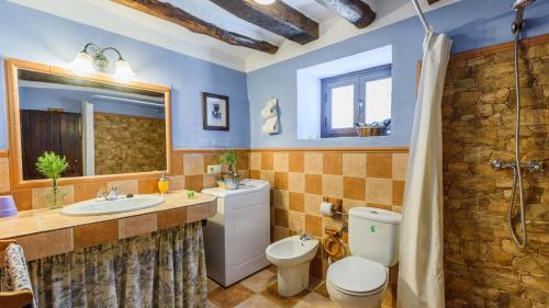a bathroom with a toilet and a sink and a shower at Cortijo Casablanca Priego de Cordoba by Ruralidays in Priego de Córdoba