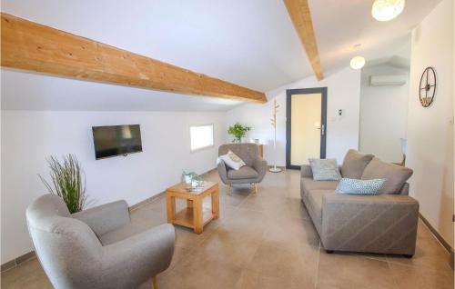 - un salon avec des canapés, des chaises et une télévision dans l'établissement Amazing Home In Montboucher Sur Jabron, à Montboucher-sur-Jabron