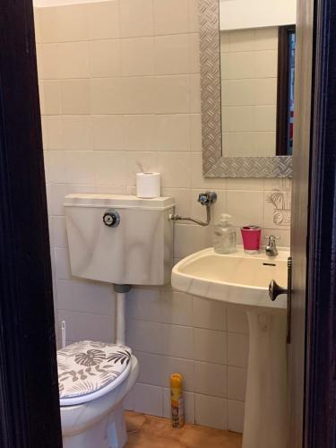 a bathroom with a toilet and a sink at Quinta da Capela in Celorico de Basto