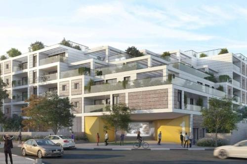 an artist rendering of a apartment building at דירה אירוח בוכמן מודיעין CONDO Buchman Modi'in in Modi'in