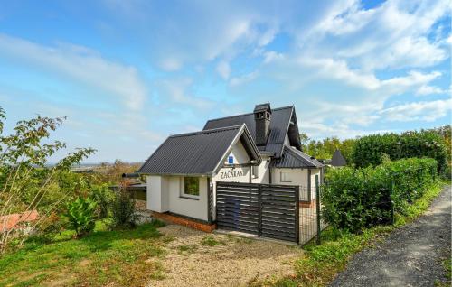 a white house with a black roof at Lovely Home In Kunovec Breg With Sauna in Močilski Breg