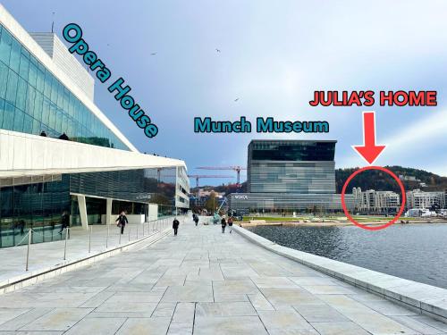 a view of the muhars home and the muhlen museum at SØRENGA Opera, Munch, Fjord & City - Walking distance from Oslo Centralstation in Oslo