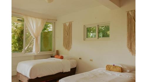 TzununáにあるSaasil Retreatの窓が2つある部屋にベッドが2つある
