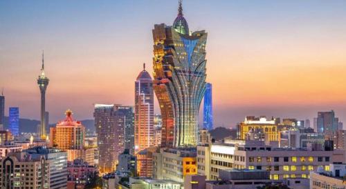 a view of a city skyline with tall buildings at StarWorld Hotel in Macau