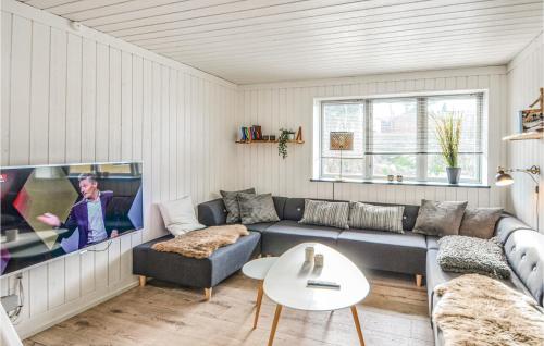 un soggiorno con un divano e una TV di Amazing Home In Ebeltoft With Sauna a Ebeltoft