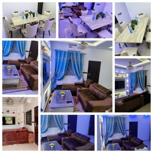 un collage de fotos de una sala de estar y un comedor en Britis Guest House in Lomé, en Lomé