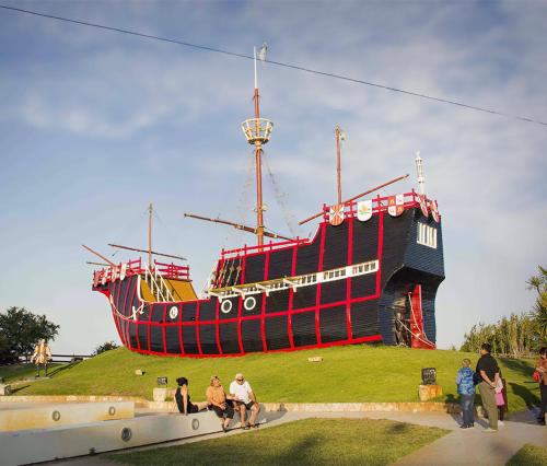 a large ship sitting on top of a hill at Chalet Santa Teresita in Santa Teresita