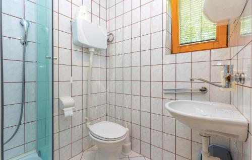 a bathroom with a toilet and a sink at Nice Apartment In Povile With Wifi in Povile