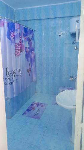 a bathroom with a shower and a toilet and a sink at Luxor Nile palace in Luxor