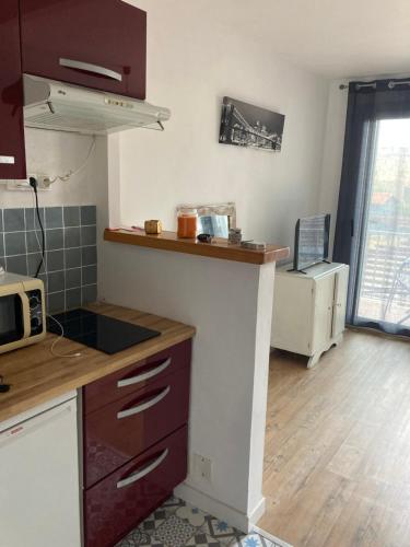 Kuchyňa alebo kuchynka v ubytovaní Superbe studio à Canet en Roussillon proche de la plage