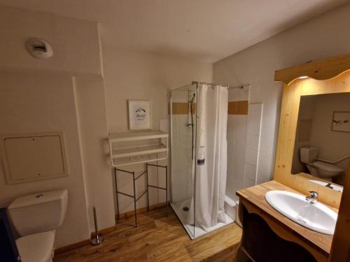 a bathroom with a shower and a sink at Chamrousse Residence le Balcon de Recoin - Au pied des pistes in Chamrousse