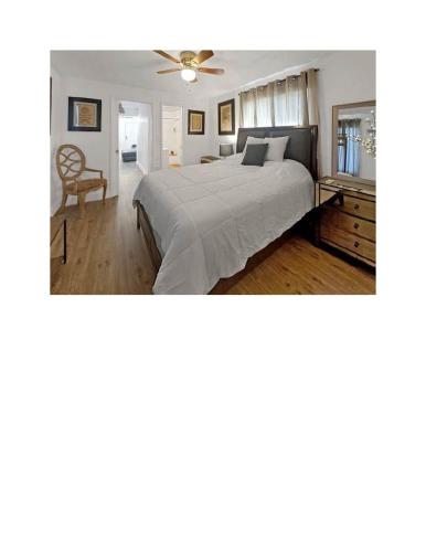 a bedroom with a bed and a ceiling fan at Miami Suite Life in Tamiami