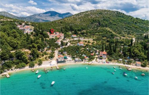 an aerial view of a beach with boats in the water at Holiday Home Sladenovici Iv in Slano
