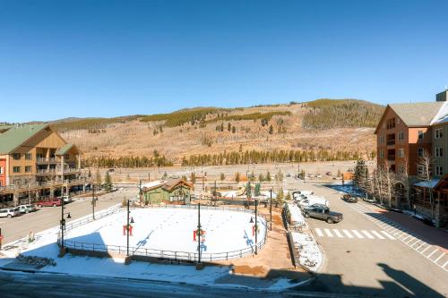 an ice rink in a parking lot in a town at River Run Village by Keystone Resort in Keystone
