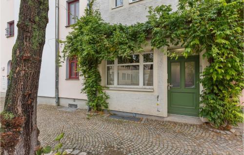 a house with a green door and a tree at Pet Friendly Apartment In Naumburg in Naumburg